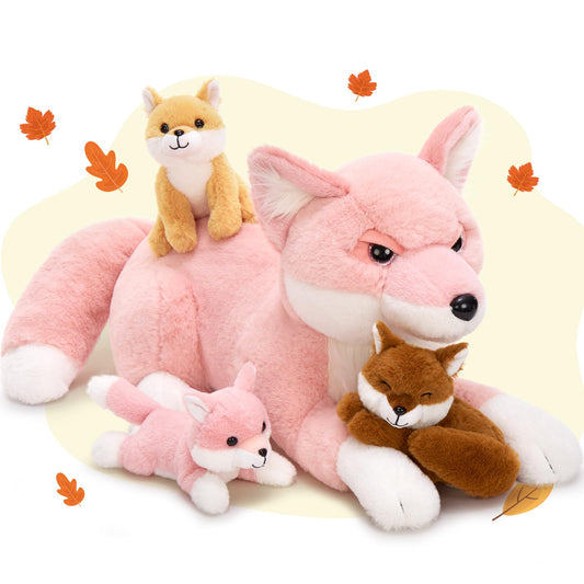 BENINY large mommy pink fox plush for cozy imaginative play and comforting hugs