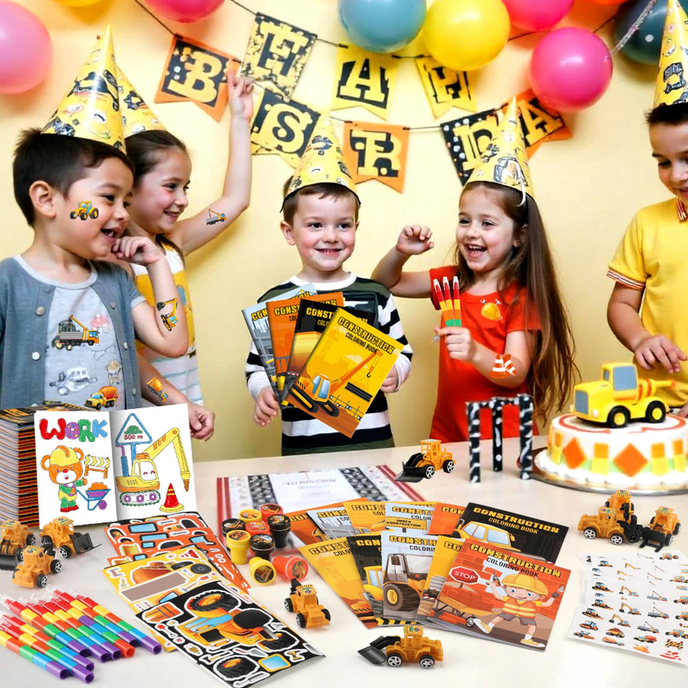 BenLouis construction stickers enhance gift bags with themed decorations.