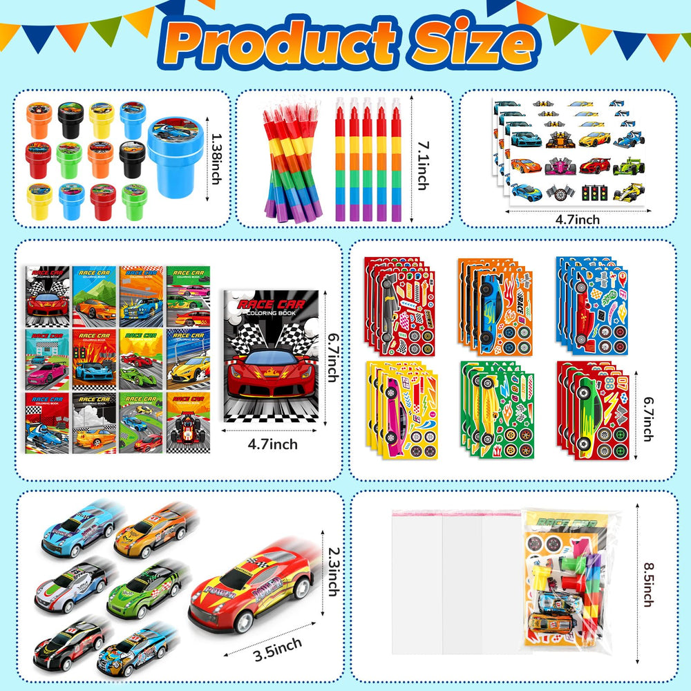 BenLouis race car stamps inspire playful crafting for party activities.