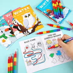 BenLouis winter mini activity pages open showing maze and word search for problem solving