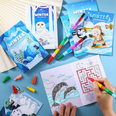BenLouis winter mini coloring book, size 6.7x4.7 inches, easy for small hands.