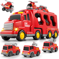 Bennol 5-in-1 fire trucks transport truck toy promotes imaginative play for toddlers.
