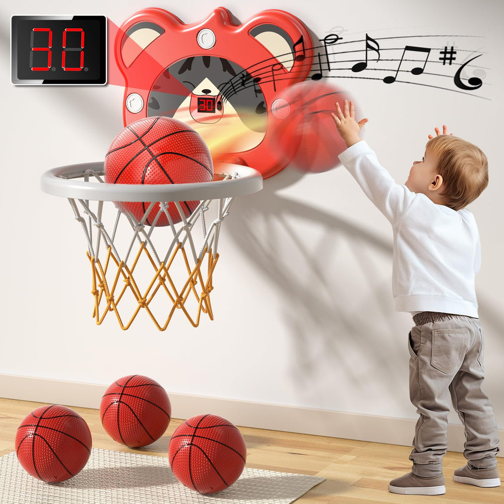 Bennol indoor mini basketball hoop backboard supports compact play spaces.