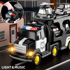 Bennol Police Truck with four mini police cars for organized play.