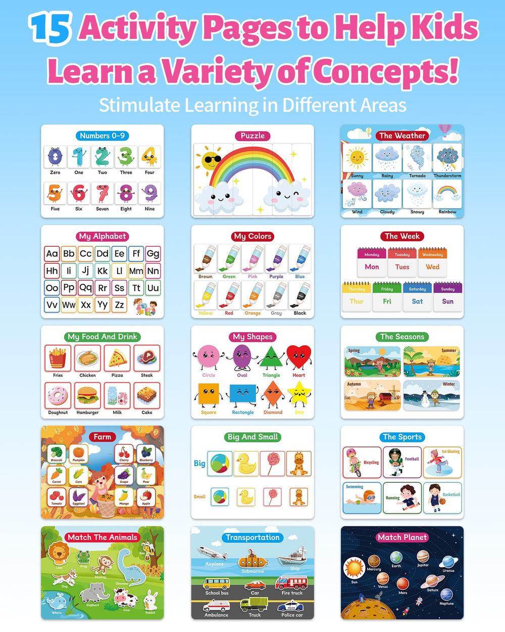 Benresive Busy Book travel design supports quiet activities in car or plane.