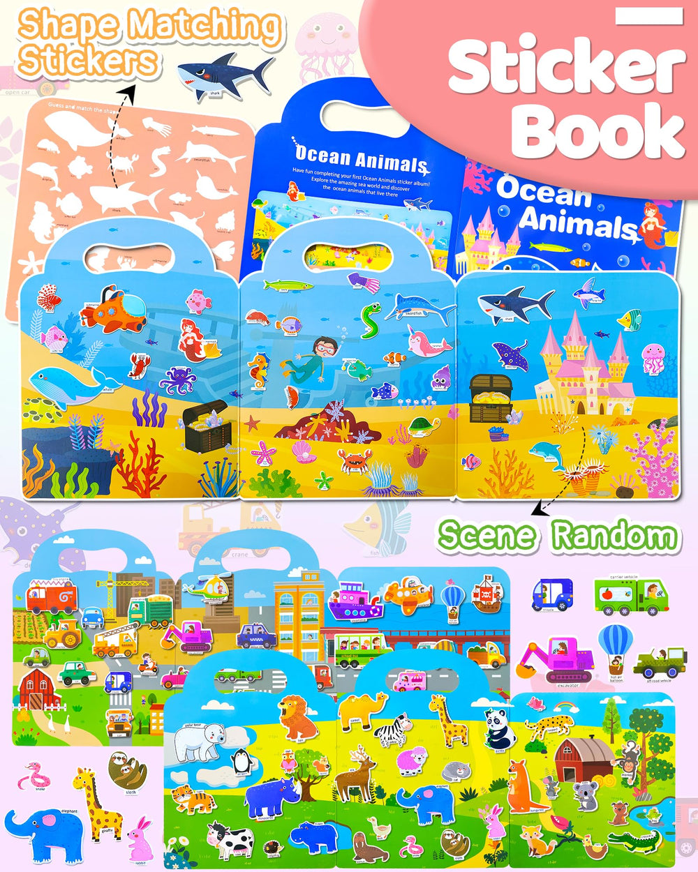 Benresive Animals sticker book pages spark creativity and fine motor practice.