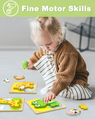 Benresive wooden toddler puzzle cow encourages problem-solving in preschoolers