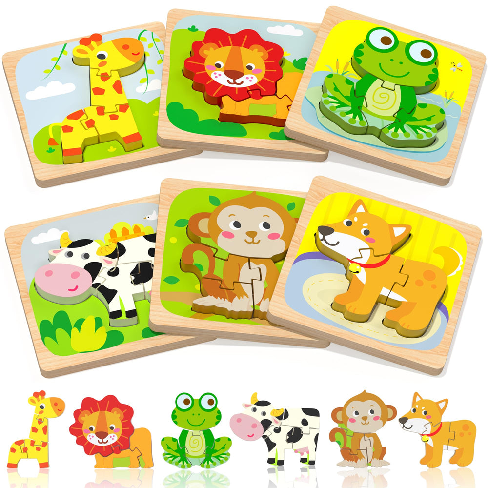 Benresive wooden toddler puzzle giraffe helps color and shape recognition during play