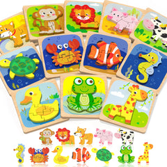 Benresive wooden toddler puzzles giraffe piece promotes color recognition and fine motor skills.