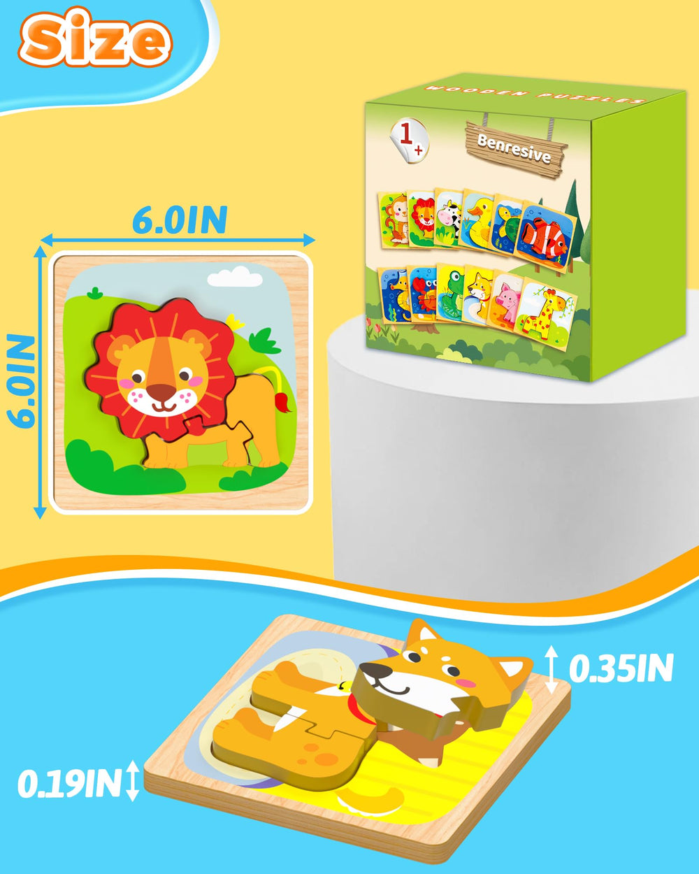 Benresive wooden toddler puzzles lion piece fosters imaginative play and spatial awareness.