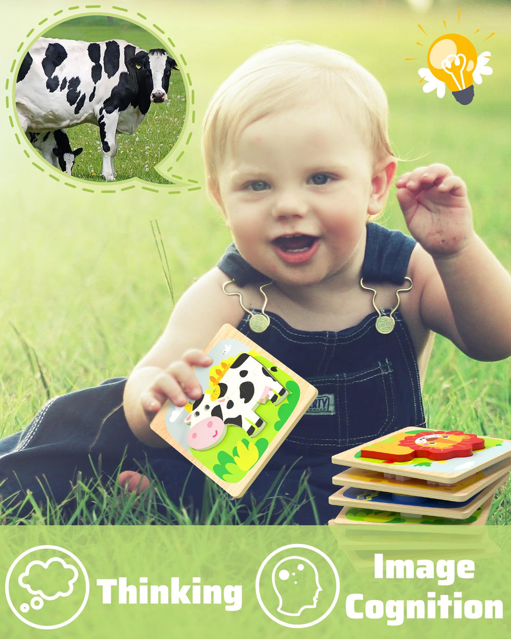 Benresive wooden toddler puzzle monkey promotes hand-eye coordination and curiosity