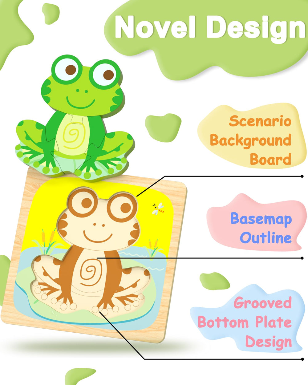 Benresive wooden toddler puzzle puppy aids sensory exploration and memory