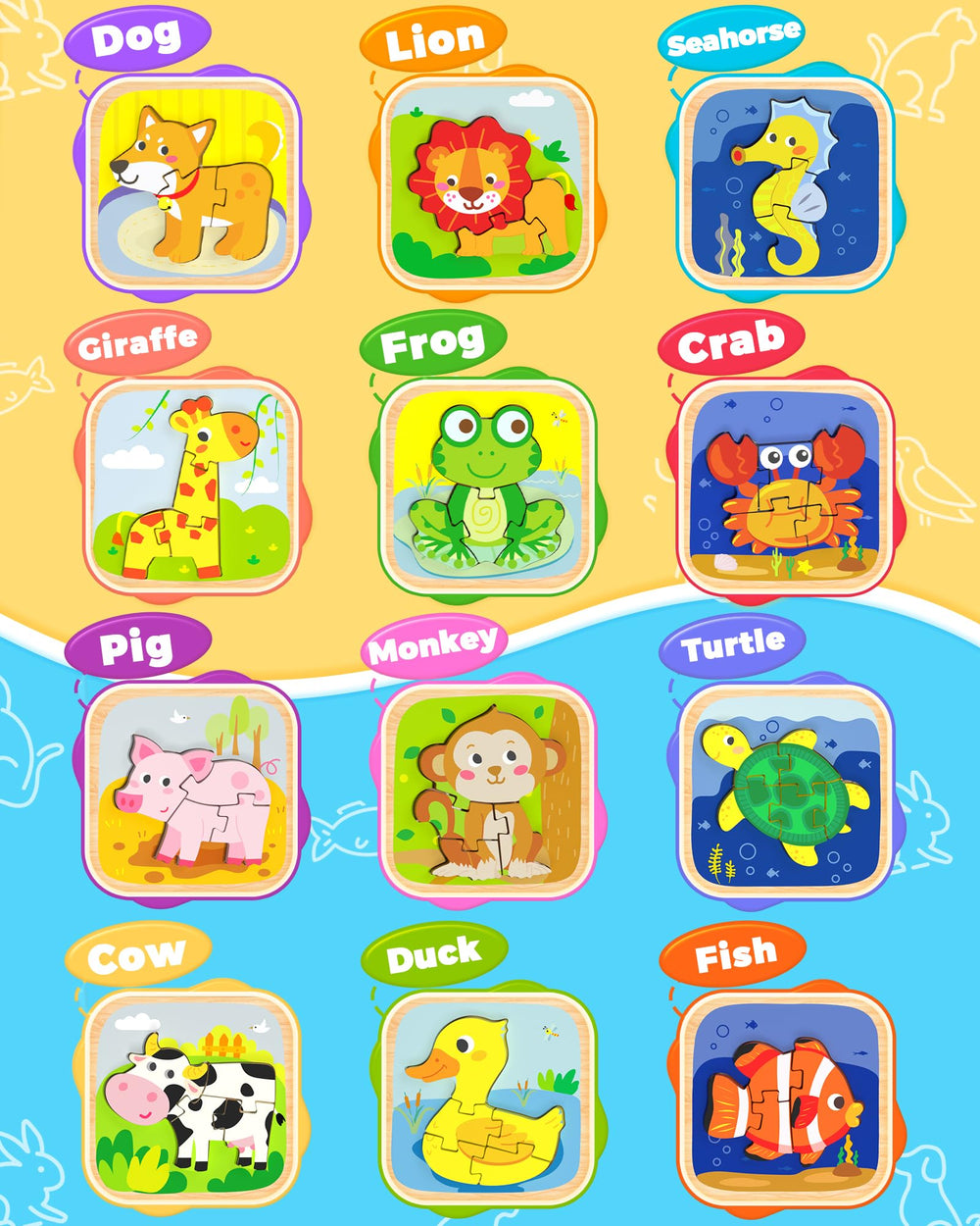 Benresive wooden toddler puzzles turtle piece encourages tactile exploration and patience.