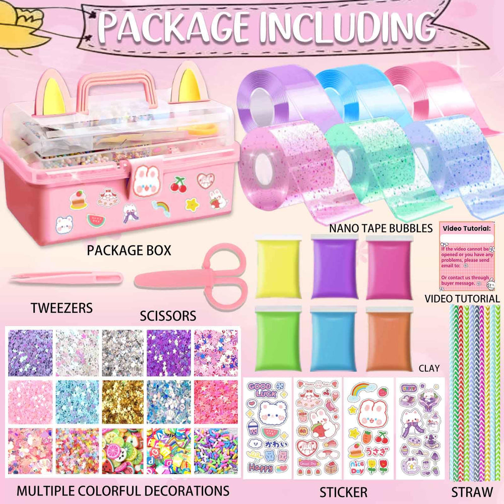 BENWIL Nano Tape Bubbles Kit contents with colorful fillers for DIY bubbles