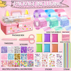 BENWIL Nano Tape Bubbles Kit contents with colorful fillers for DIY bubbles
