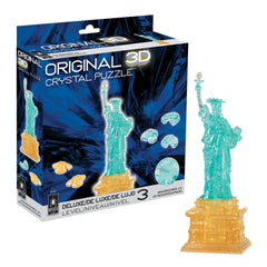 BePuzzled Statue of Liberty Deluxe 3D crystal puzzle completed, a stunning display centerpiece