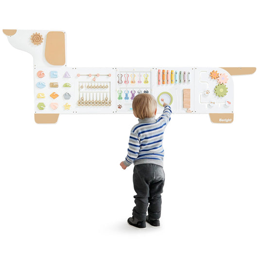 Beright Dog Activity Wall Busy Board—puppy-size panel for shared playtime and social learning.