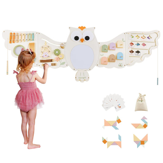 Beright Owl activity wall panel montessori-toys engages kids with hands-on learning