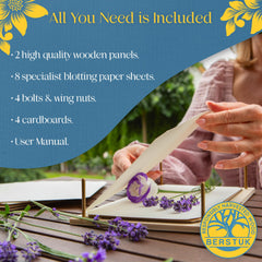 Berstuk flower press kit contents laid out for easy setup