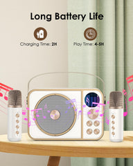 BESCOST Karaoke Machine with two wireless mics included for duet fun.