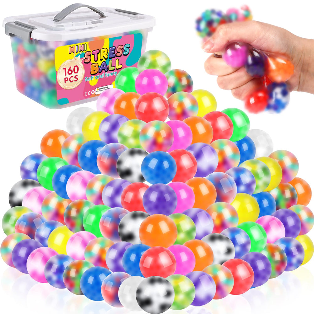 BESNEL 160-pack stress balls in a box for gifts and party favors.