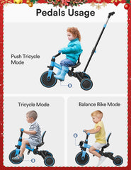 Besrey 4-in-1 toddler bike 41-inch push handle for tall parents.