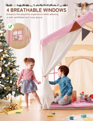 Besrey play tent includes poles, lights, banner, and padded mat for instant play.