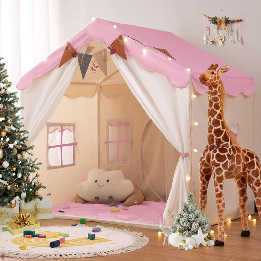 Besrey kids tent with double doors in pink for roomy imaginative play.