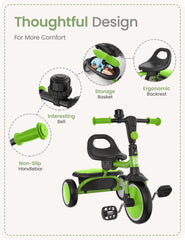 Besrey Kids Tricycle adjustable seat grows with your child for optimal positioning.