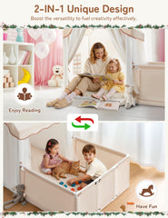 Besrey Spacious playhouse interior measures 69in by 39in by 53in for multiple kids