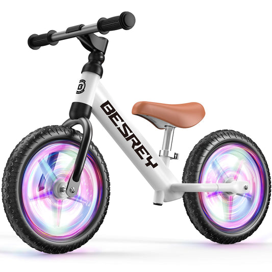 Besrey toddler balance bike with 12-inch wheels for stable beginner rides.