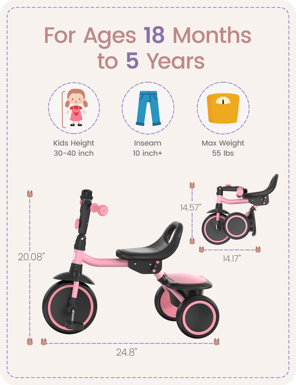 Besrey toddler tricycle backrest for comfortable rides