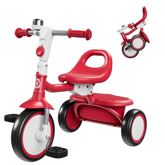 Besrey toddler tricycle front view with bell enhances safe, engaging outdoor exploration.
