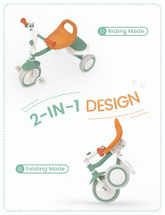 Besrey toddler tricycle side view highlights compact size for easy storage.