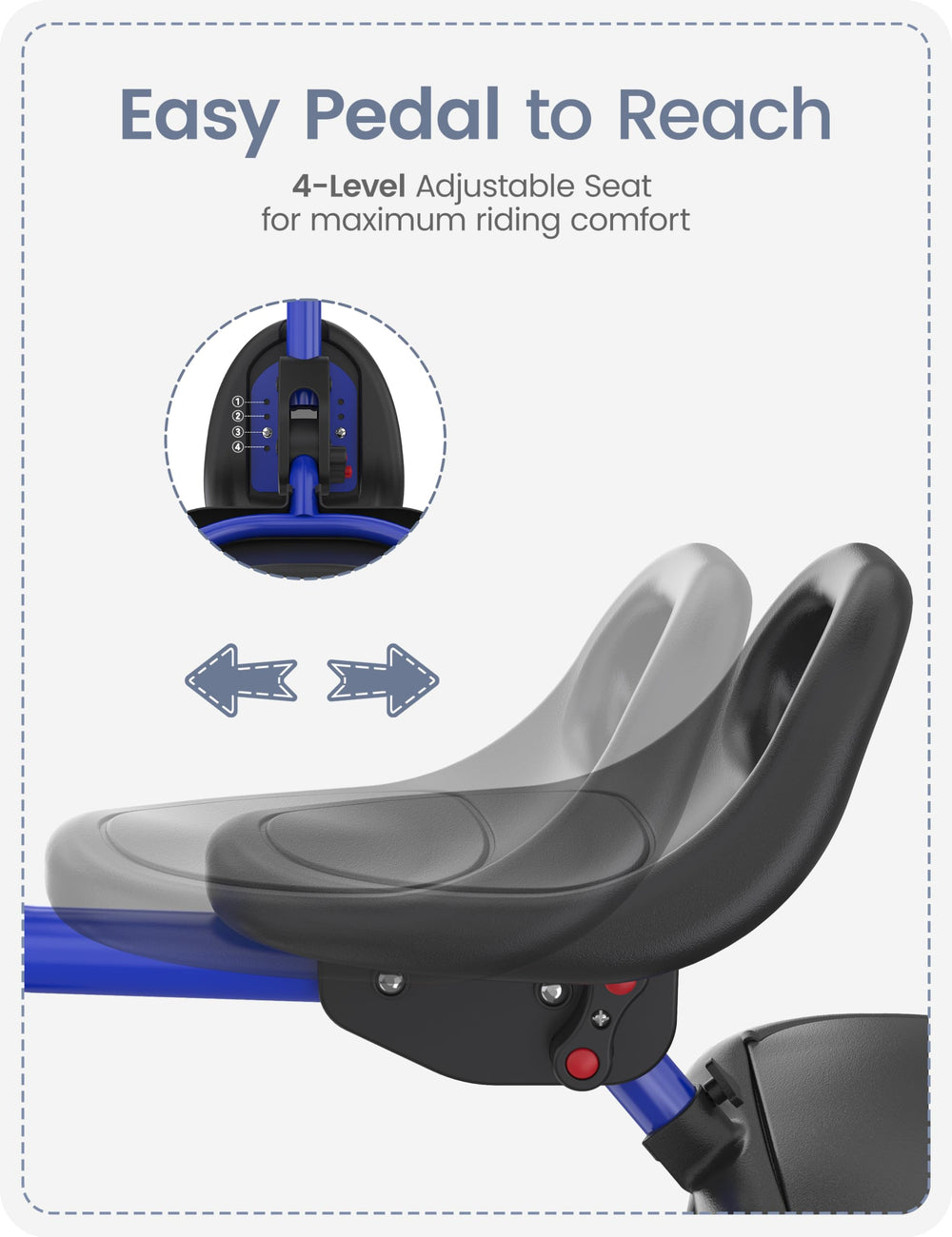 Besrey adjustable seat and backrest adapt to growing children.