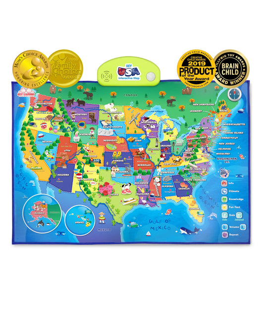 Best Learning i-Poster interactive map showing states and capitals for classroom learning.