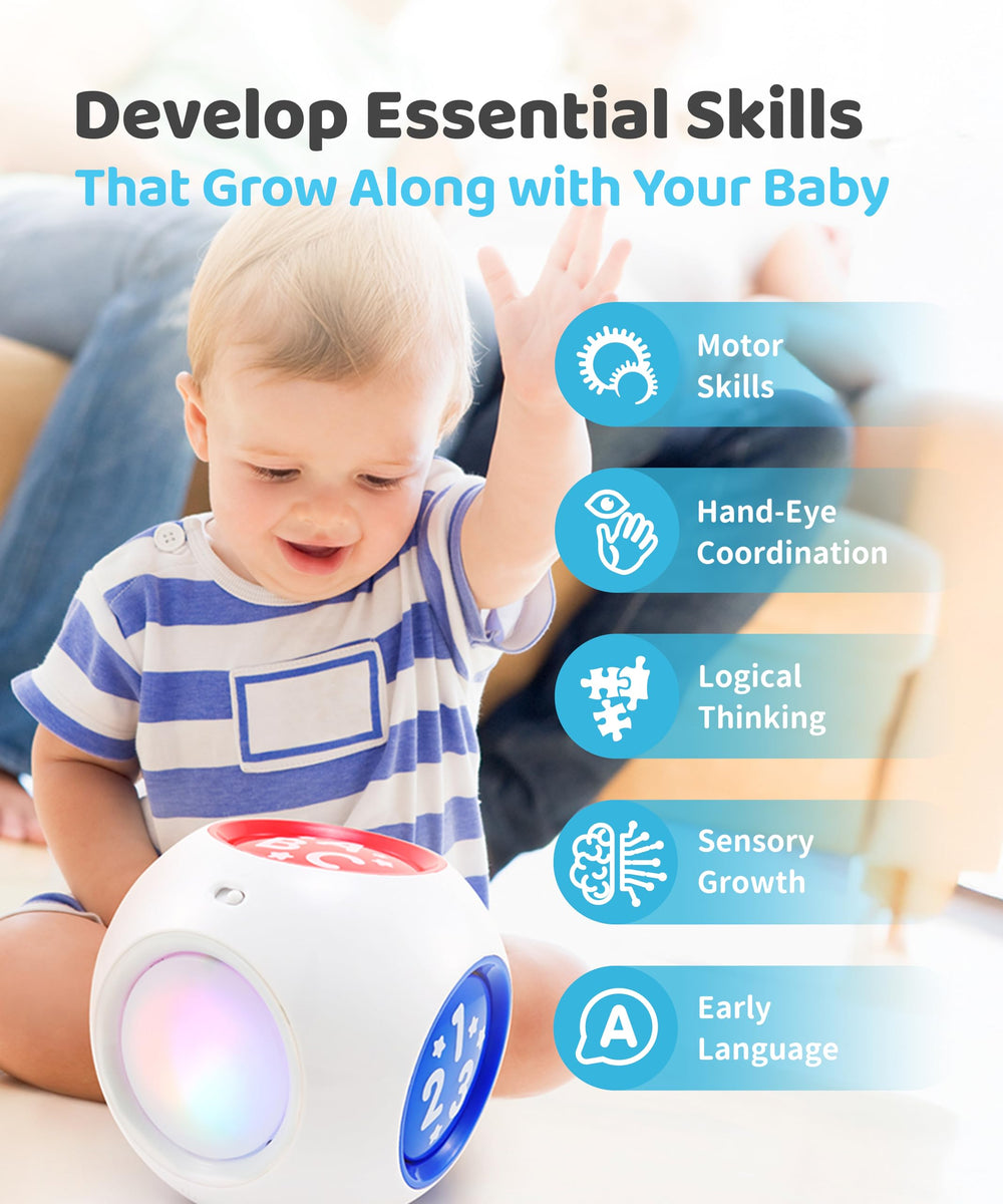 BEST LEARNING Learning Cube tummy-time use encourages exploration on soft playmat