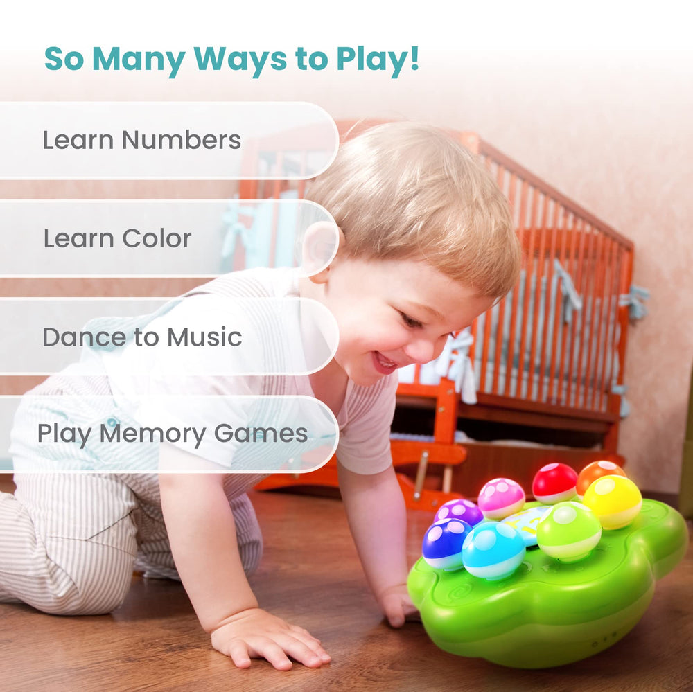 BEST LEARNING Mushroom Garden supports memory through growing sequences of glowing mushrooms.