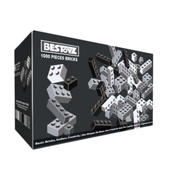 Bestoyz Building Bricks 1000-piece color mix in black and greys for versatile projects