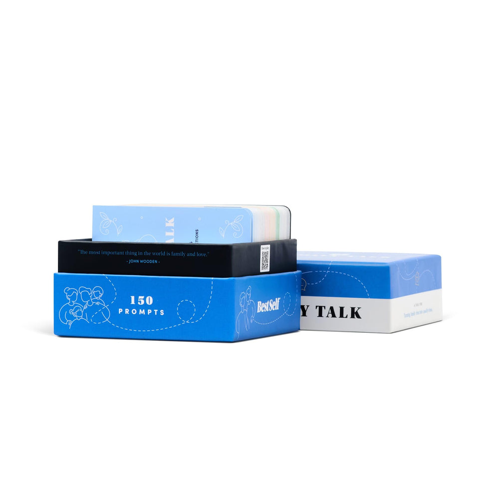 BestSelf Family Talk Deck nighttime dinner setup promotes closer conversations.