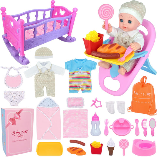 Besurejoy 12in baby doll with accessories for nurturing imagination.