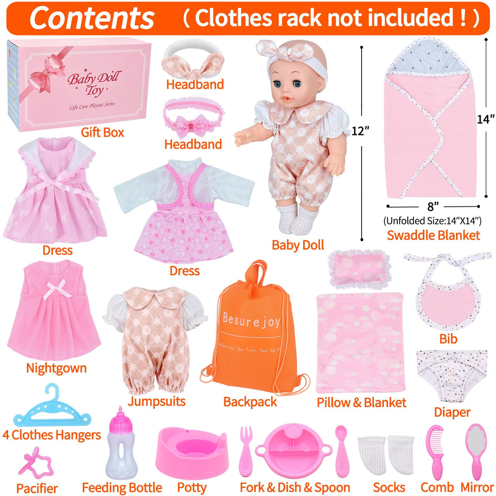 Besurejoy doll clothes hangers and outfits for easy mix-and-match pretend dressing