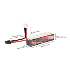 BETAFPV Lava 3S 550mAh 75C LiHV battery in flight for strong bursts.