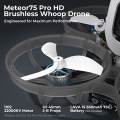 BETAFPV Meteor75 Pro Matrix 3IN1 HD FC integration for digital transmission.