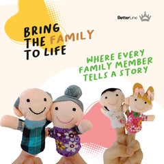 BetterLine Story Time finger puppet mother, soft velvet, fosters character voices and storytelling confidence.