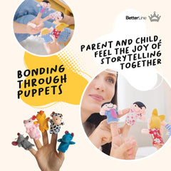 BetterLine Story Time finger puppet rabbit, durable velvet, perfect for shared storytelling and empathy building.