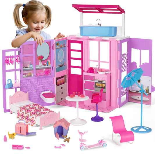 BETTINA doll house 2-story foldable setup for imaginative play and easy storage.