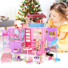 BETTINA doll house with pet houses encourages storytelling and nurturing play.