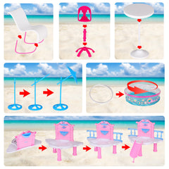 BETTINA Glam Deluxe doll pool playset beverages add realistic pretend refreshments.