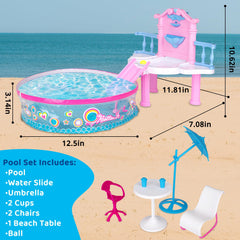 BETTINA Glam Deluxe doll pool playset play ball supports cooperative games.